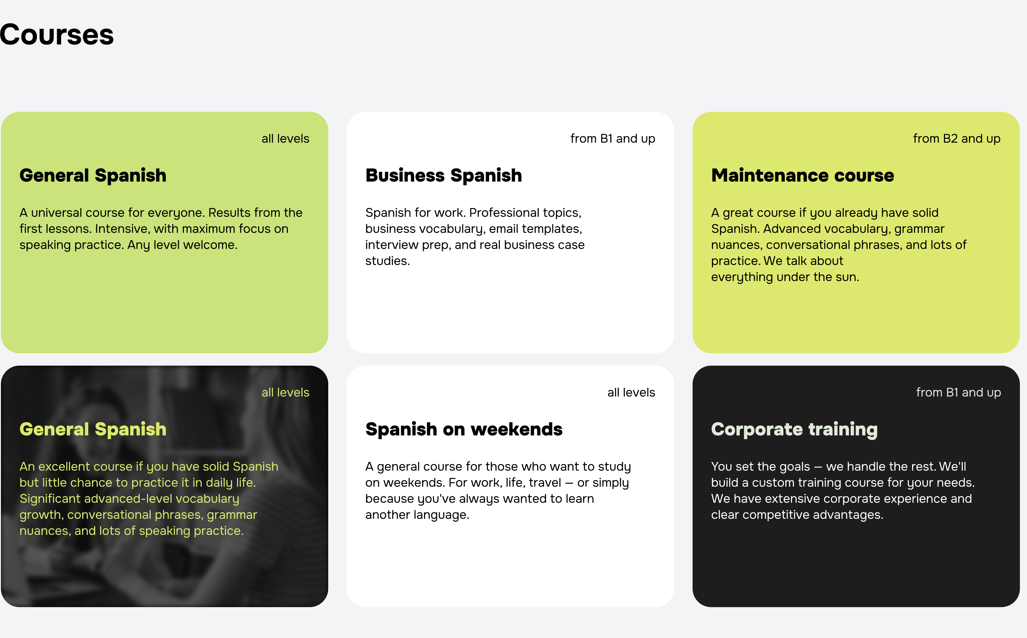 Big Apple course catalog — desktop