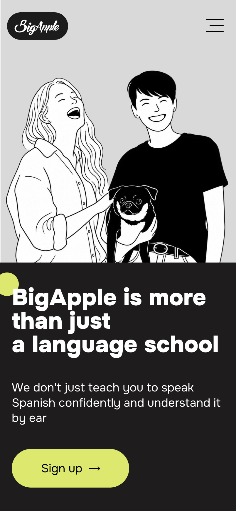 Big Apple homepage hero — mobile