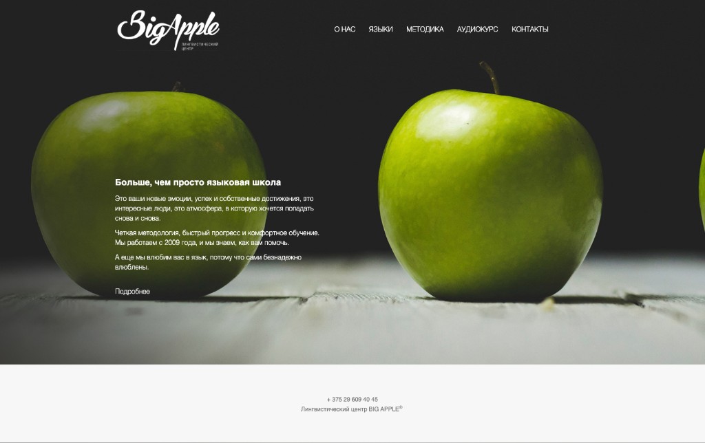 Big Apple homepage, 2016